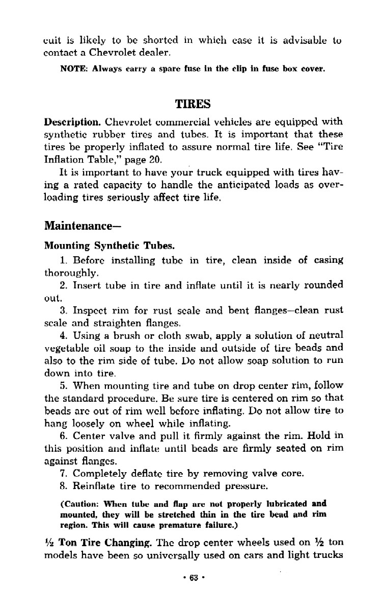 1952 Chevrolet Trucks Operators Manual Page 94